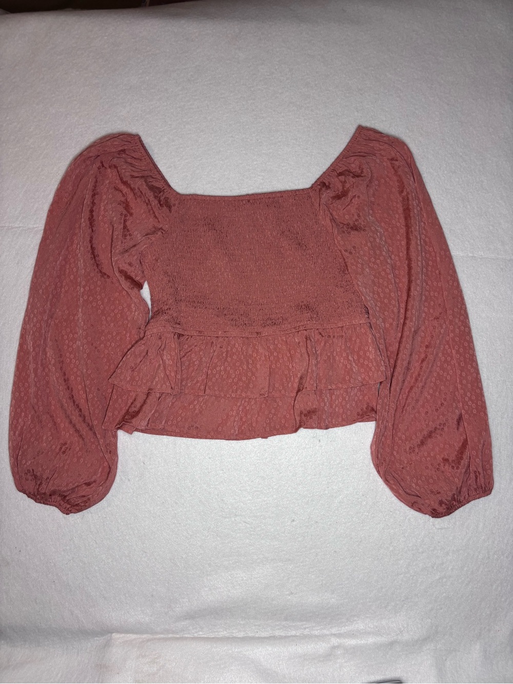 Altar'd State Dusty Rose Square Neck Smocked Crop Top Woman’s Size Large